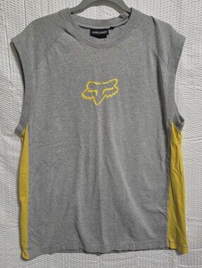 Fox Racing Lg Gray Tank Top with Yellow Accents